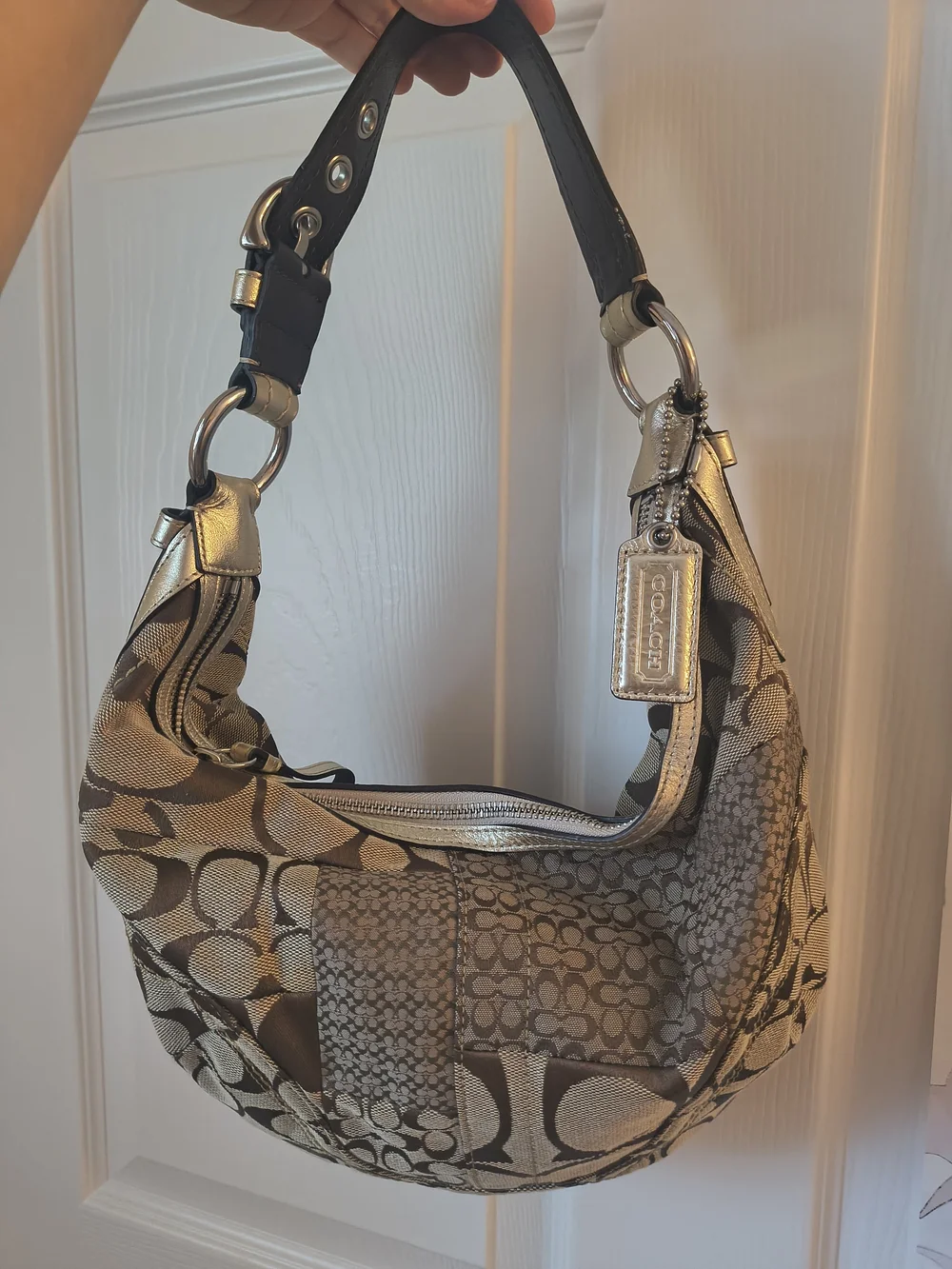 Vintage Coach Metallic Patchwork Hobo Bag